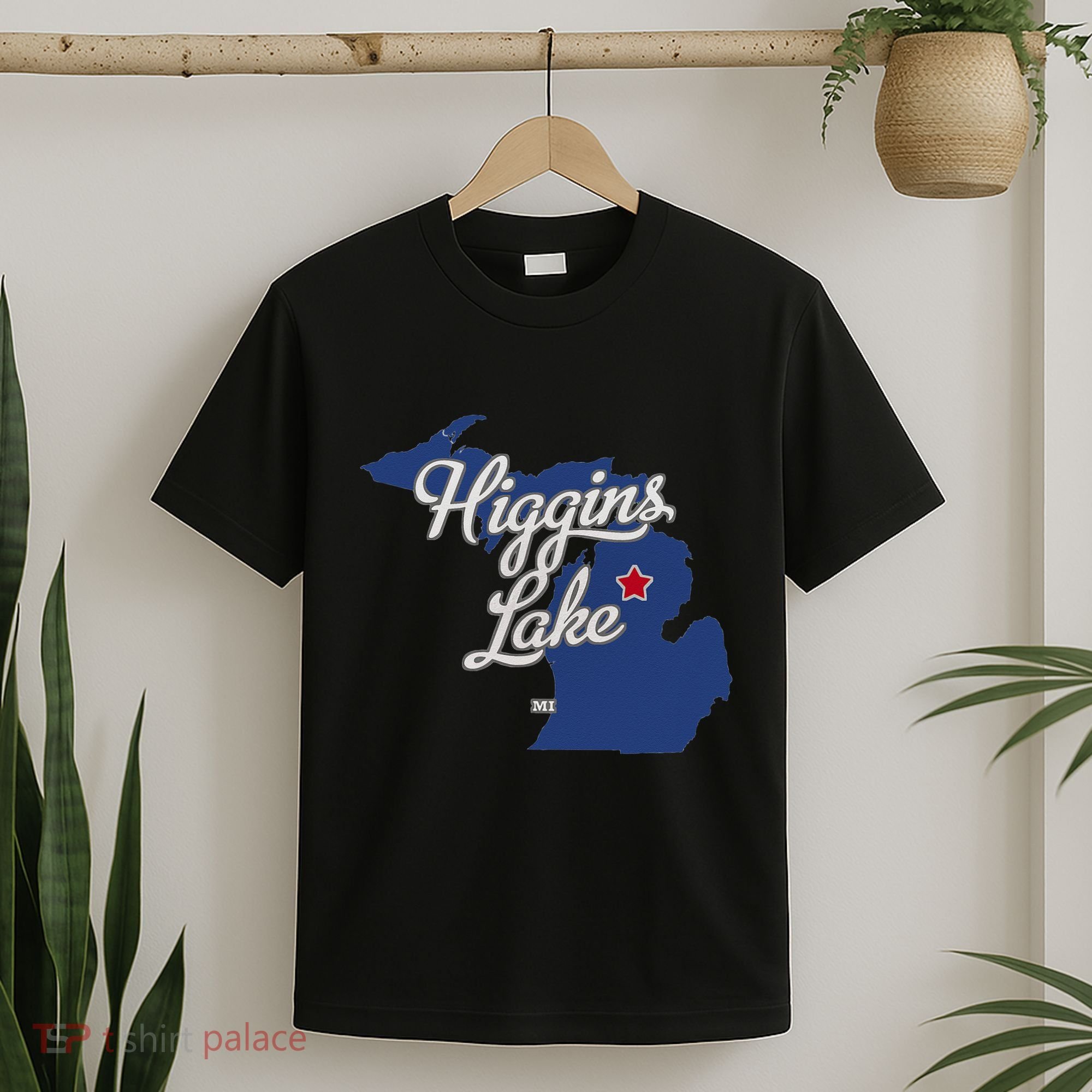 Higgins Lake Michigan MI Map T-Shirt