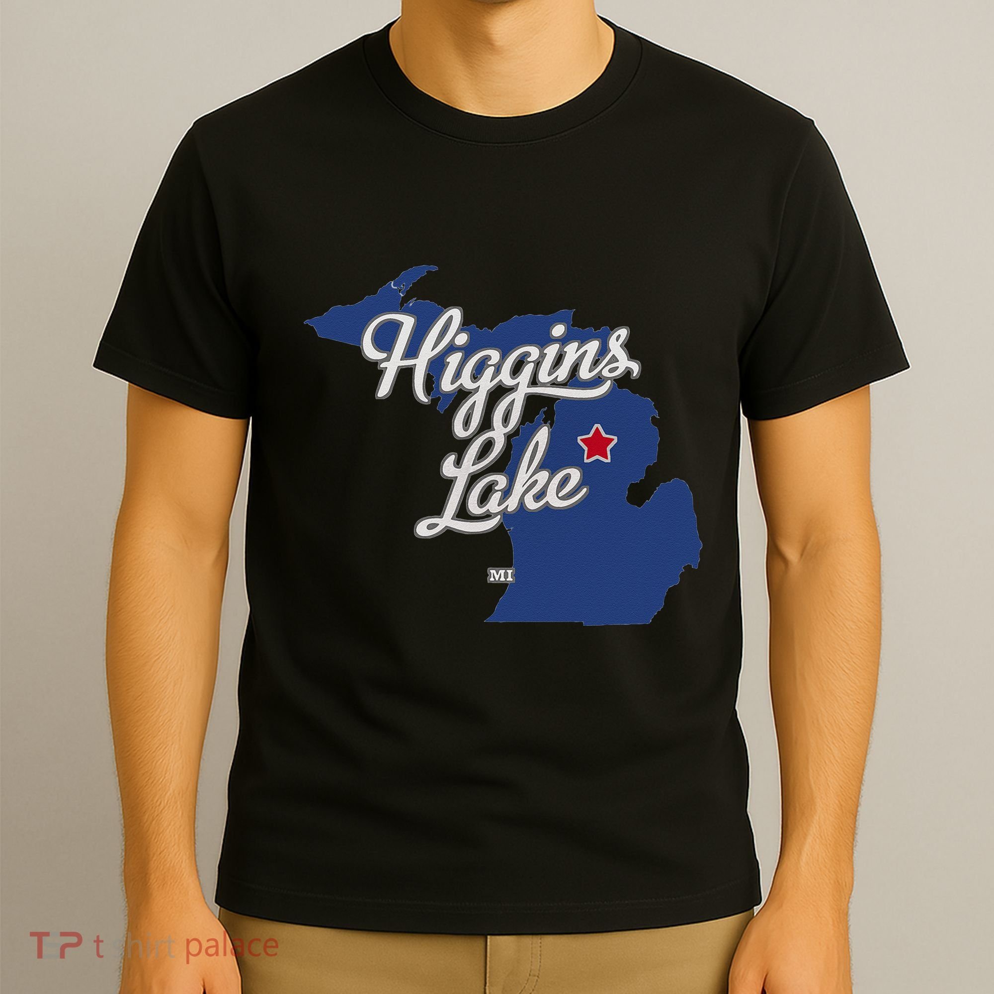 Higgins Lake Michigan MI Map T-Shirt