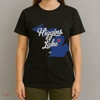 Higgins Lake Michigan MI Map T-Shirt thumb 4