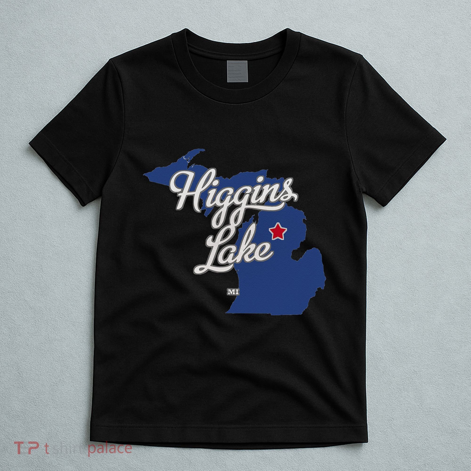 Higgins Lake Michigan MI Map T-Shirt
