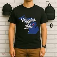 Higgins Lake Michigan MI Map T-Shirt thumb 6