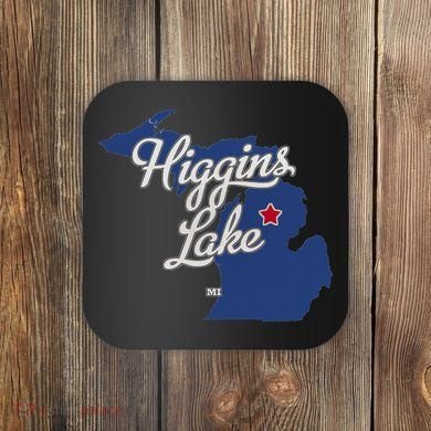 Higgins Lake Michigan MI Map Coaster