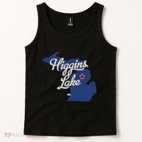 Higgins Lake Michigan MI Map Tank Top thumb 2