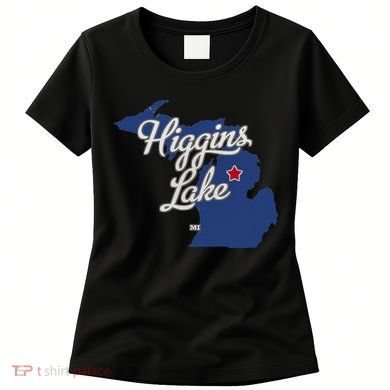 Higgins Lake Michigan MI Map Women's T-Shirt