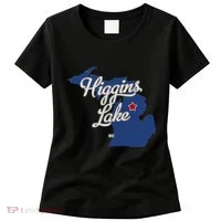 Higgins Lake Michigan MI Map Women's T-Shirt thumb 0