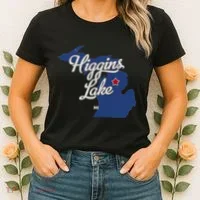 Higgins Lake Michigan MI Map Women's T-Shirt thumb 2