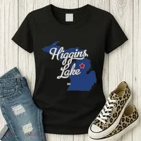 Higgins Lake Michigan MI Map Women's T-Shirt thumb 3