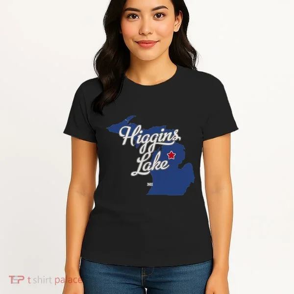 Higgins Lake Michigan MI Map Women's T-Shirt
