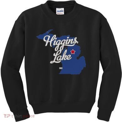 Higgins Lake Michigan MI Map Kids Sweatshirt