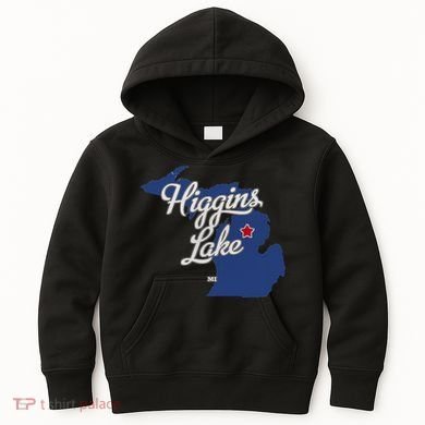 Higgins Lake Michigan MI Map Kids Hoodie