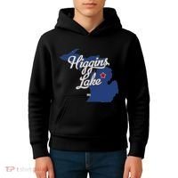 Higgins Lake Michigan MI Map Kids Hoodie thumb 4