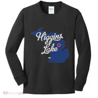 Higgins Lake Michigan MI Map Kids Long Sleeve Shirt thumb 0
