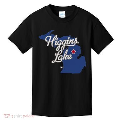 Higgins Lake Michigan MI Map Kids T-Shirt