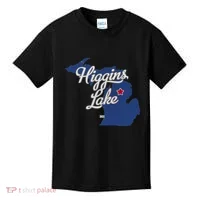Higgins Lake Michigan MI Map Kids T-Shirt thumb 0