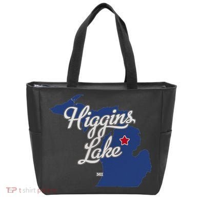 Higgins Lake Michigan MI Map Tote Bag