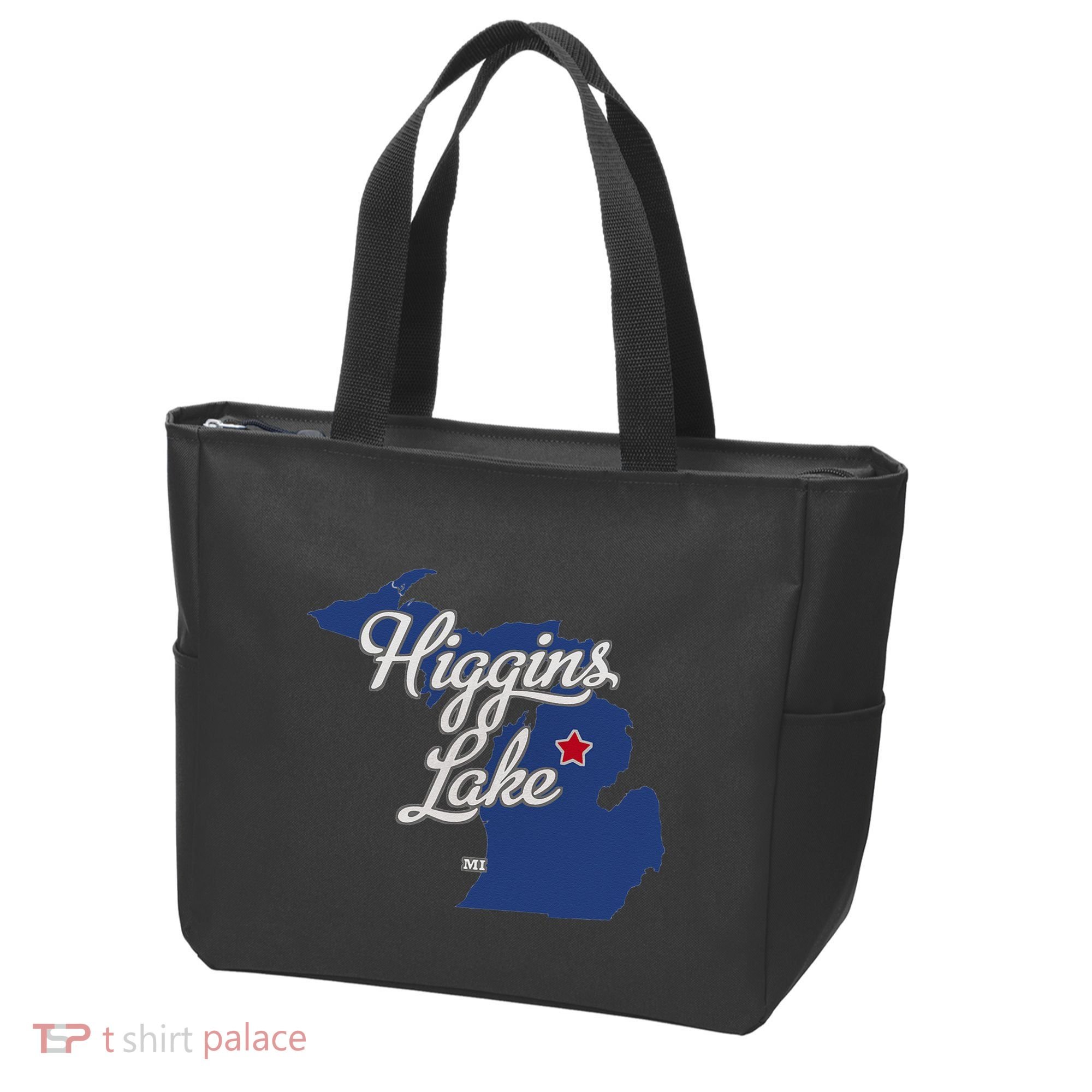 Higgins Lake Michigan MI Map Tote Bag