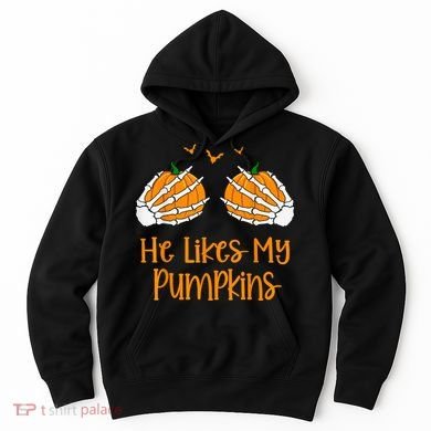 He Likes My Pumpkins Matching Couples Pumpkin Halloween Hoodie