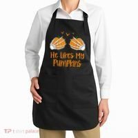 He Likes My Pumpkins Matching Couples Pumpkin Halloween Apron thumb 2