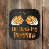 He Likes My Pumpkins Matching Couples Pumpkin Halloween Coaster thumb 0