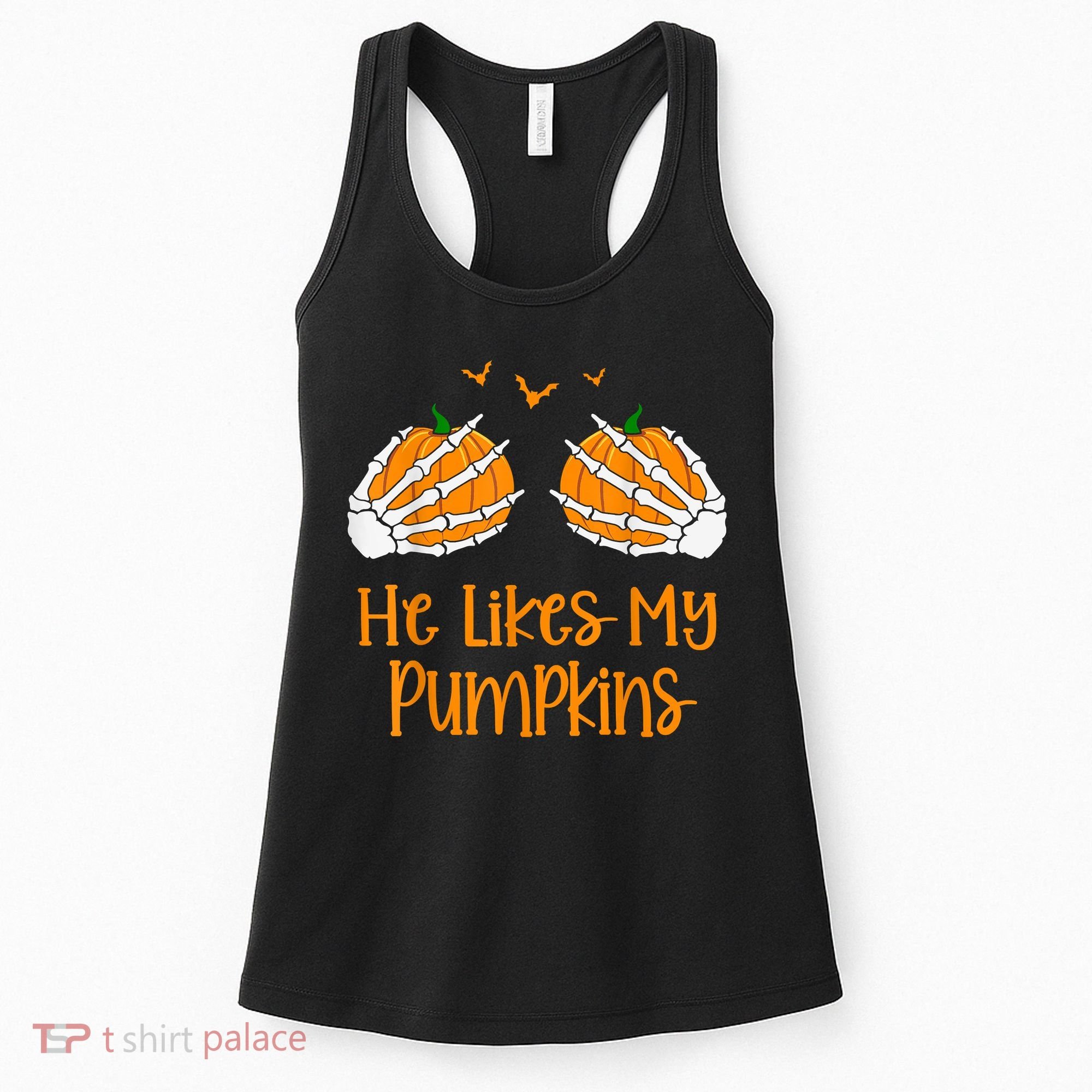He Likes My Pumpkins Matching Couples Pumpkin Halloween Women's Tank Top