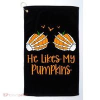 He Likes My Pumpkins Matching Couples Pumpkin Halloween Golf Towel thumb 0