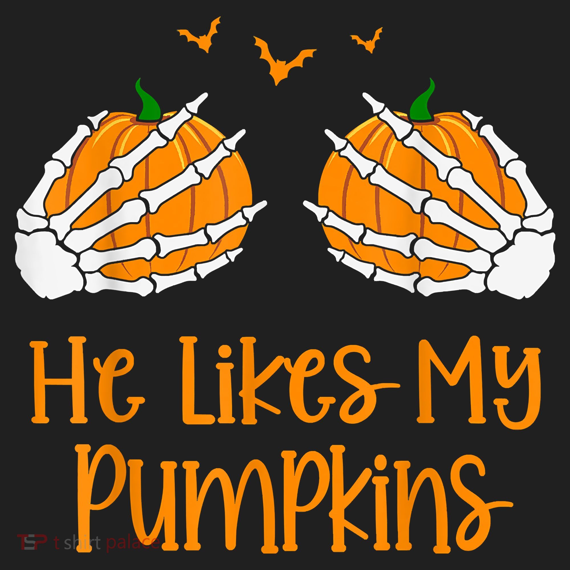 He Likes My Pumpkins Matching Couples Pumpkin Halloween Golf Towel