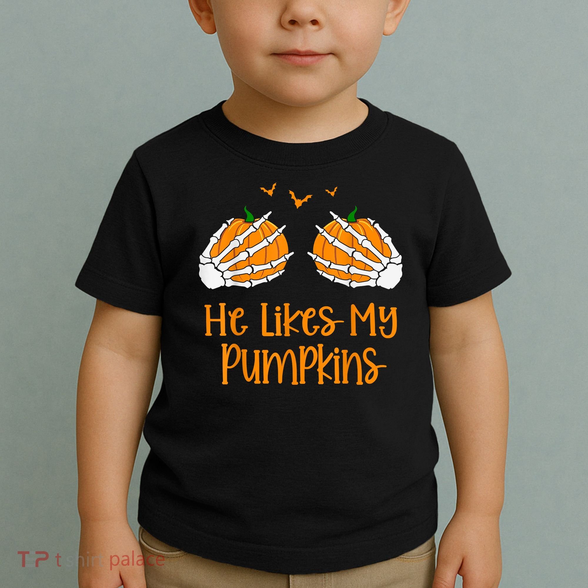He Likes My Pumpkins Matching Couples Pumpkin Halloween Toddler T-Shirt