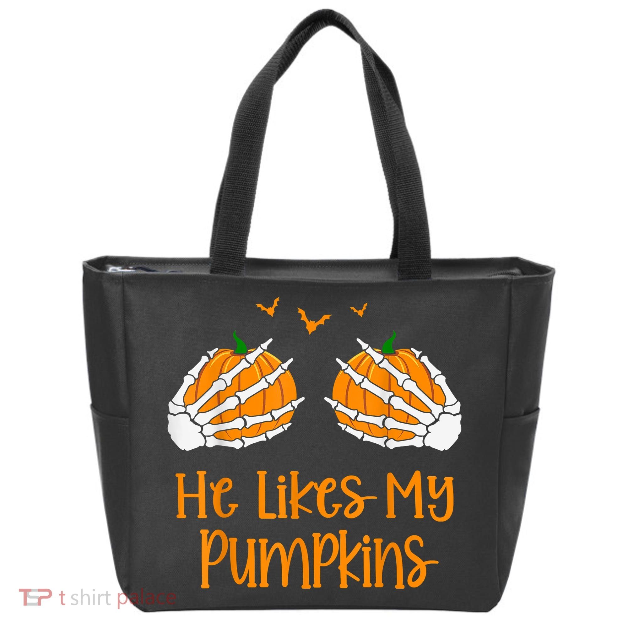 He Likes My Pumpkins Matching Couples Pumpkin Halloween Tote Bag