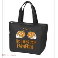 He Likes My Pumpkins Matching Couples Pumpkin Halloween Tote Bag thumb 3