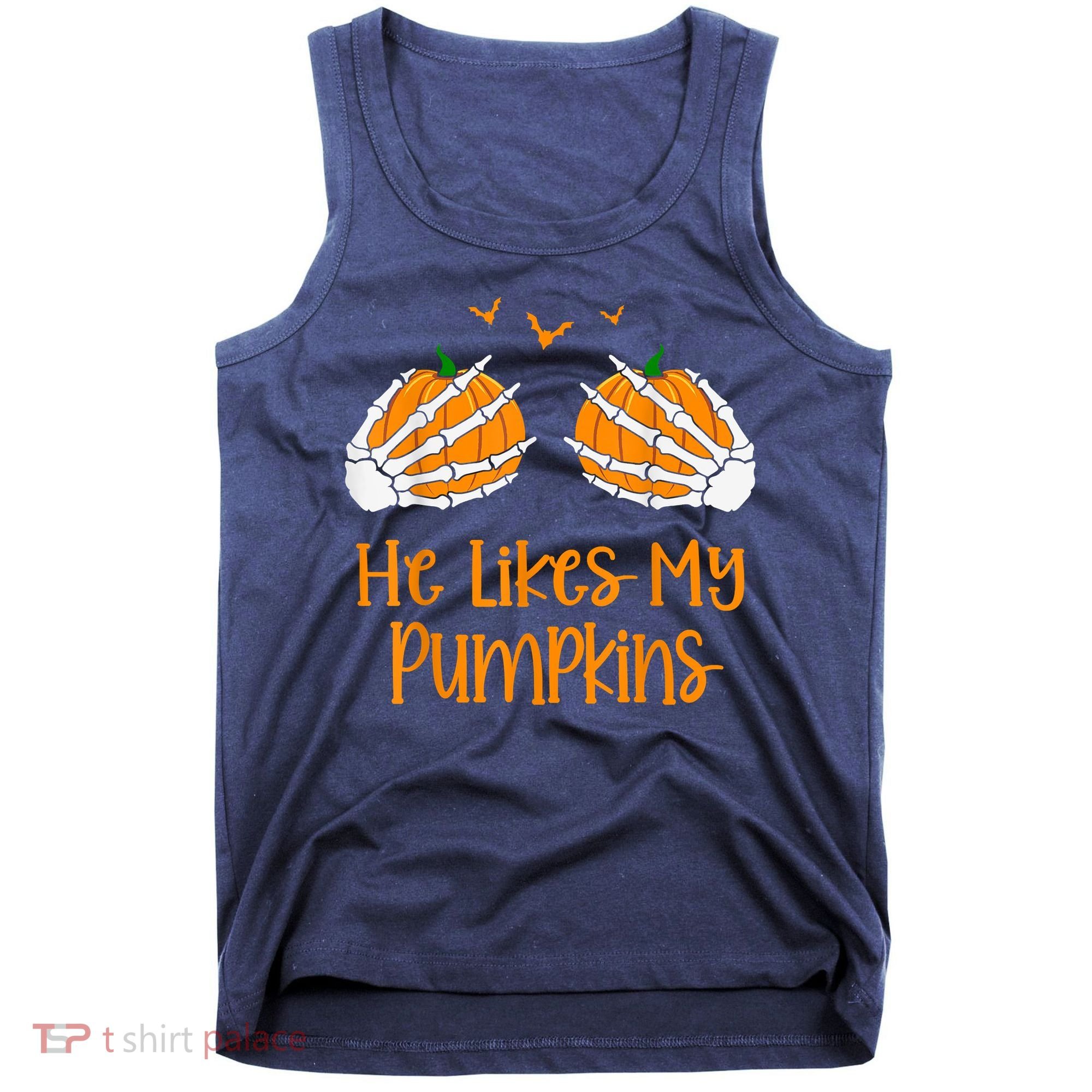 He Likes My Pumpkins Matching Couples Pumpkin Halloween Tank Top