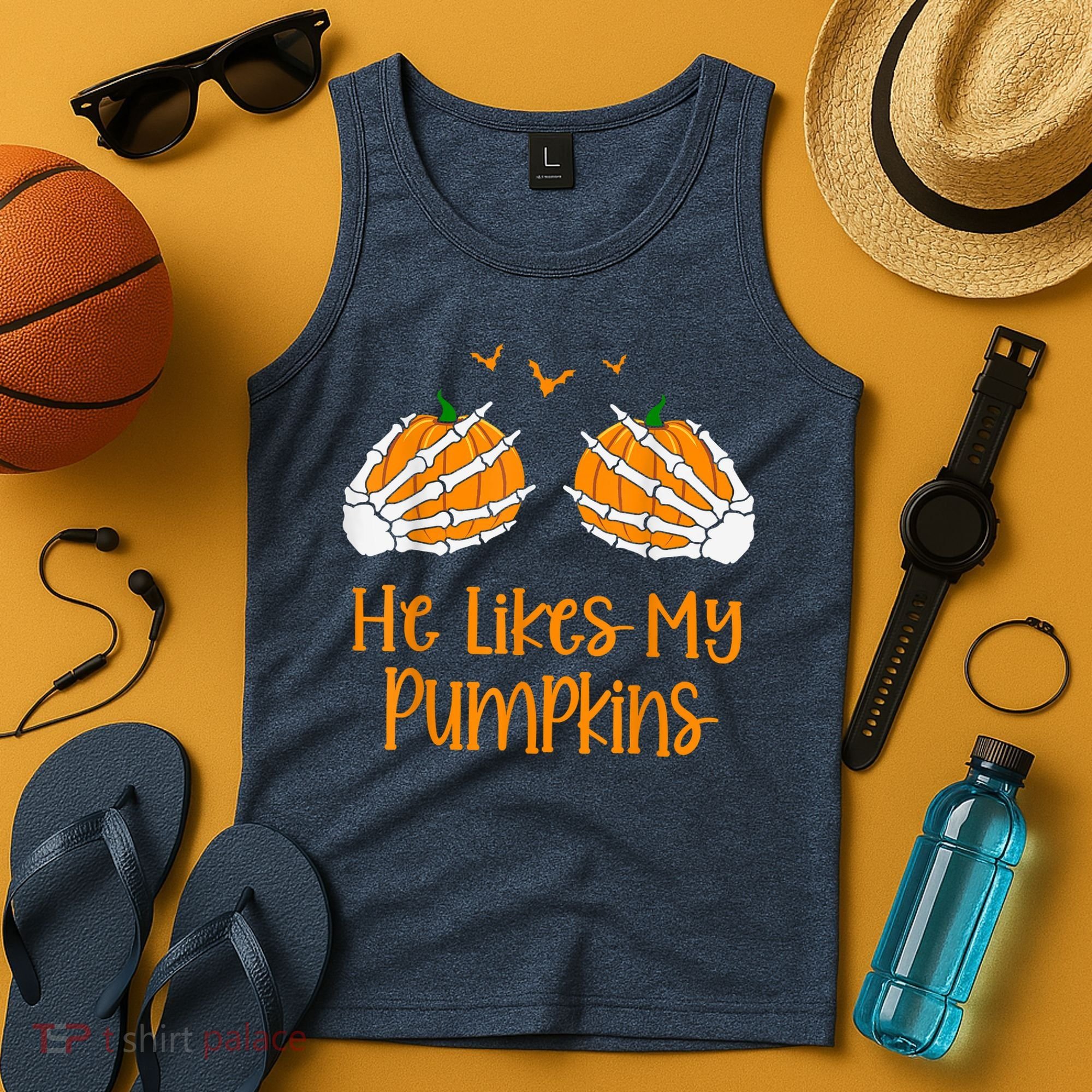 He Likes My Pumpkins Matching Couples Pumpkin Halloween Tank Top