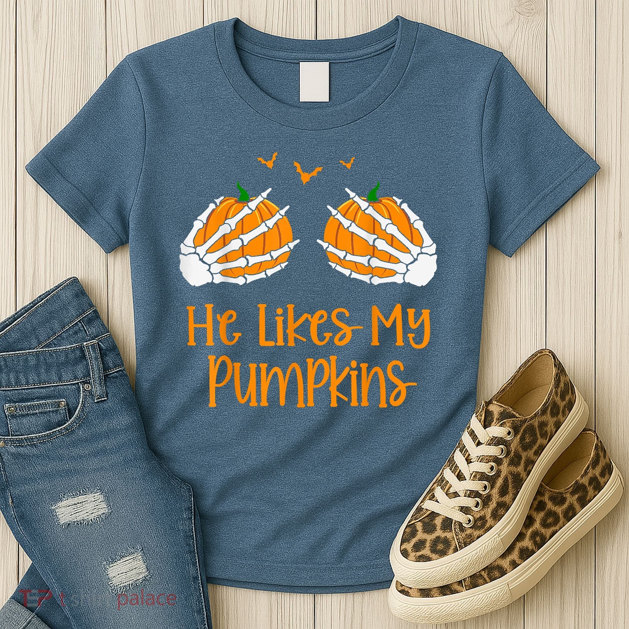 He Likes My Pumpkins Matching Couples Pumpkin Halloween Women's T-Shirt