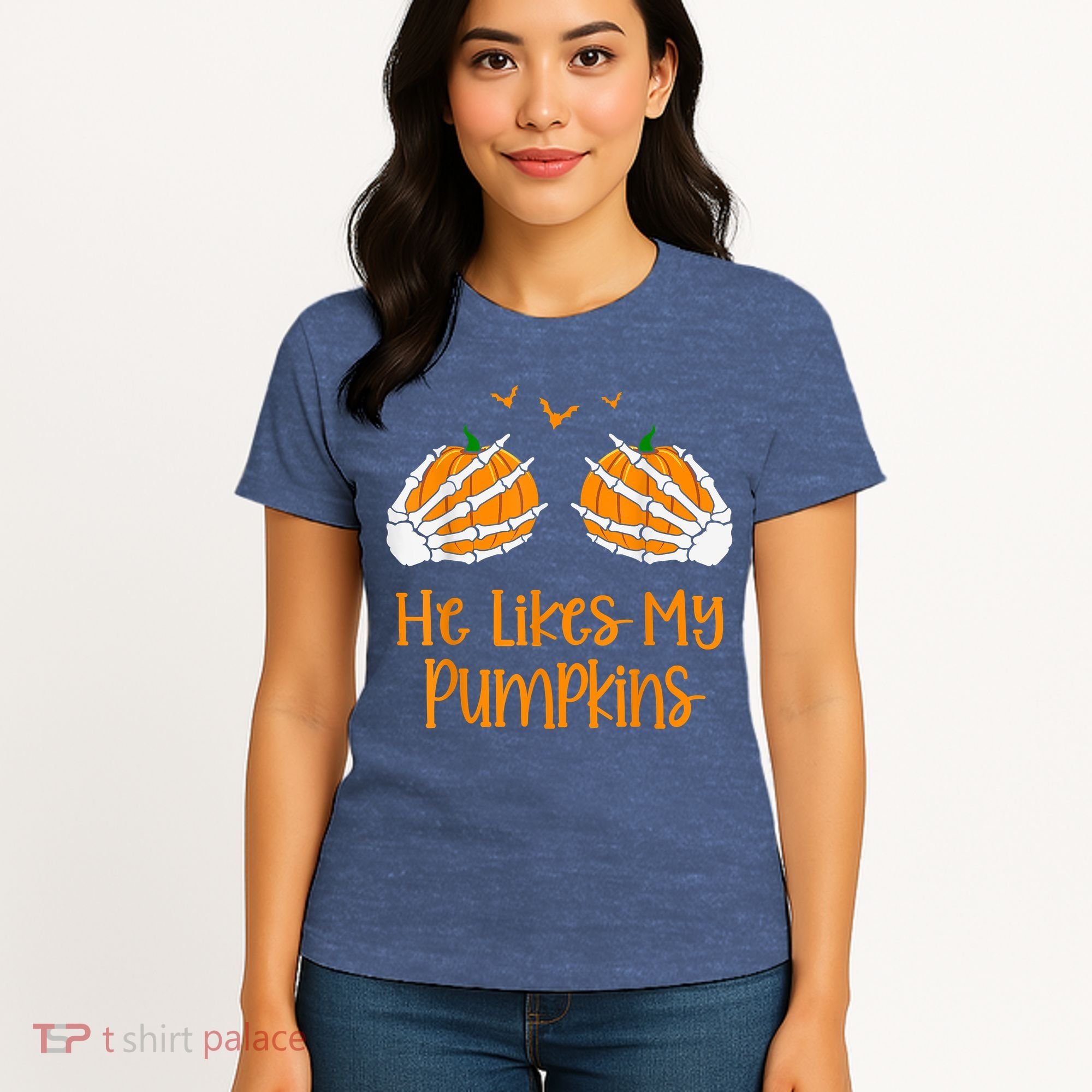 He Likes My Pumpkins Matching Couples Pumpkin Halloween Women's T-Shirt