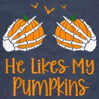 He Likes My Pumpkins Matching Couples Pumpkin Halloween Women's T-Shirt thumb 6