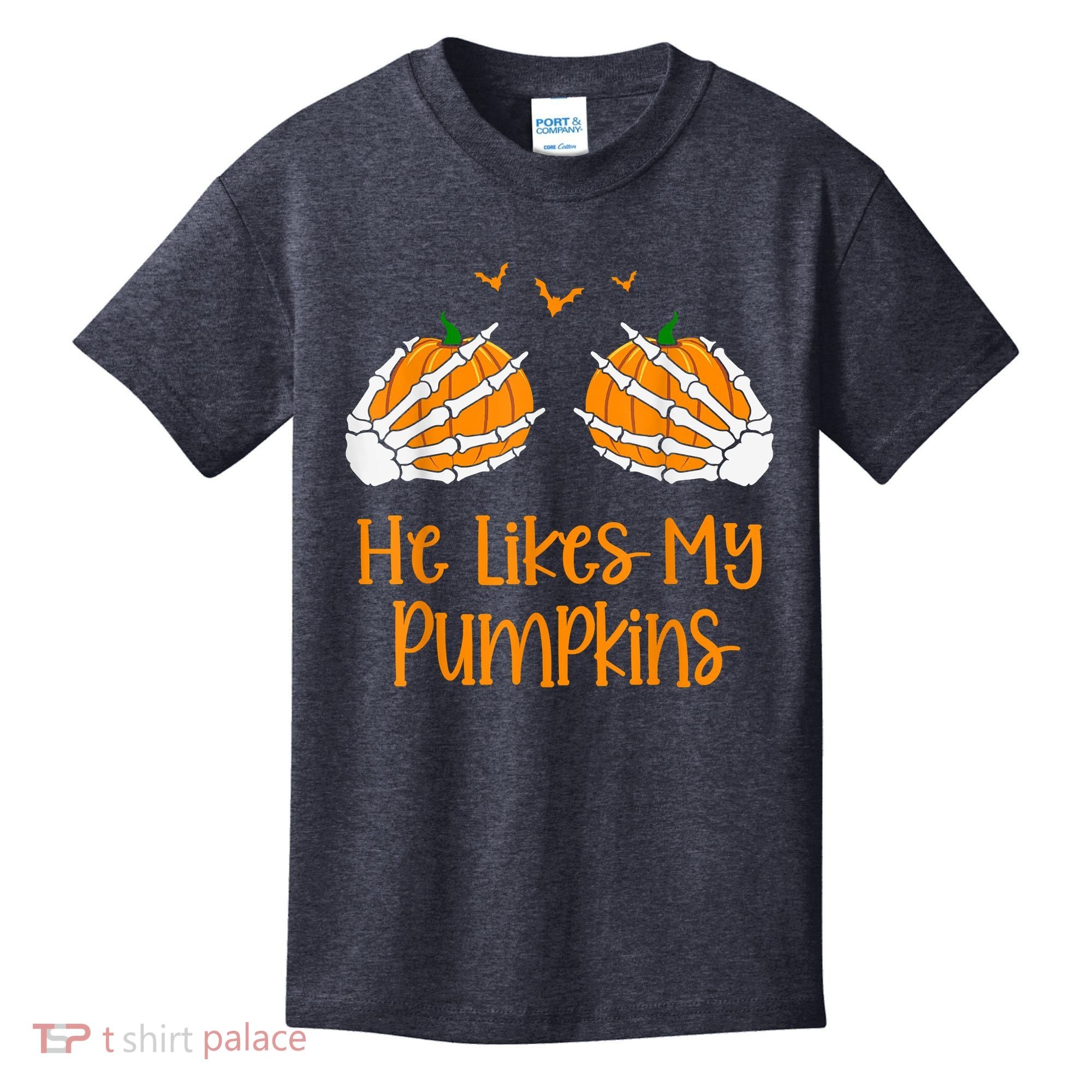 He Likes My Pumpkins Matching Couples Pumpkin Halloween Kids T-Shirt