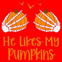 He Likes My Pumpkins Matching Couples Pumpkin Halloween Santa Hat thumb 1