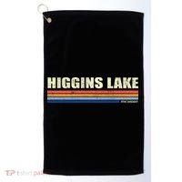 Higgins Lake Michigan Retro Style 1980's Logo Golf Towel thumb 0