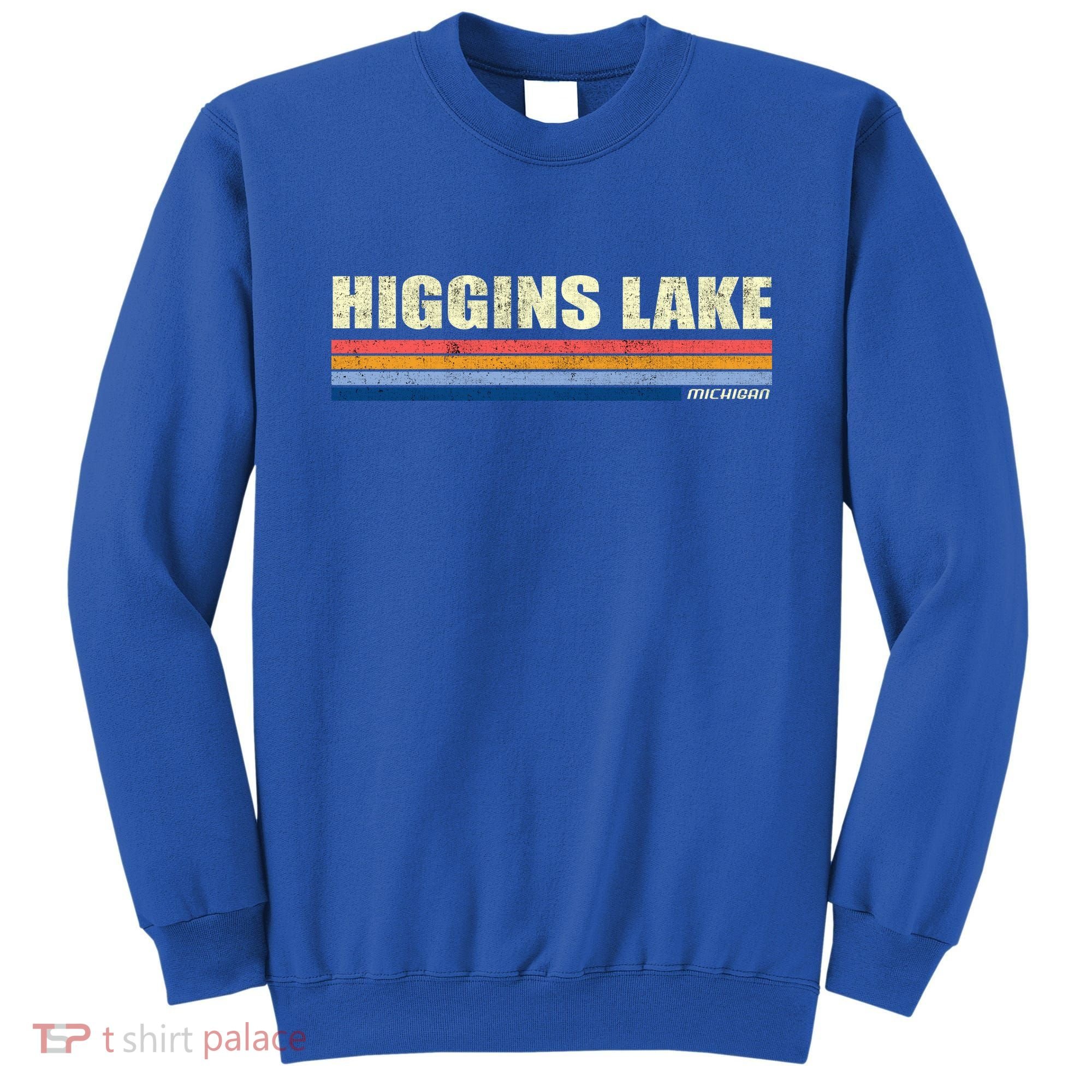 Higgins Lake Michigan Retro Style 1980's Logo Sweatshirt