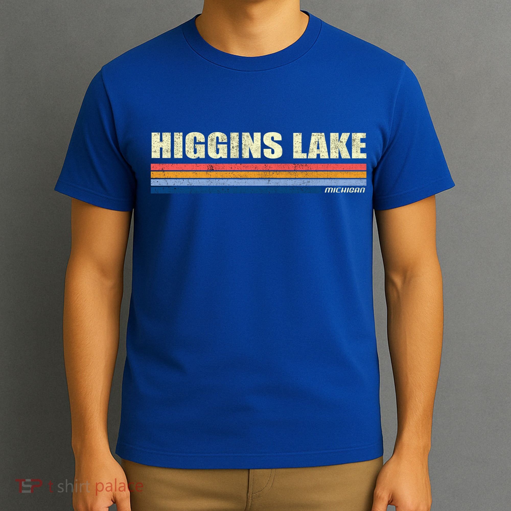 Higgins Lake Michigan Retro Style 1980's Logo T-Shirt
