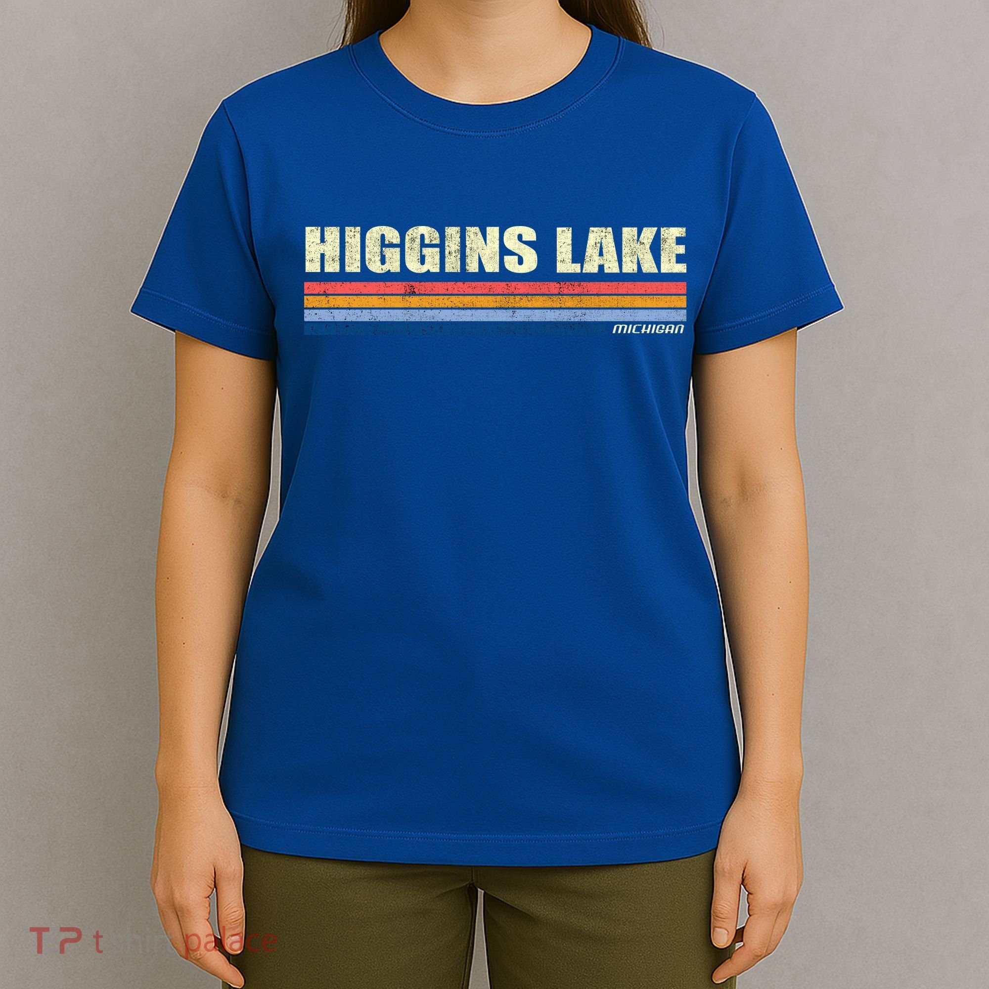 Higgins Lake Michigan Retro Style 1980's Logo T-Shirt
