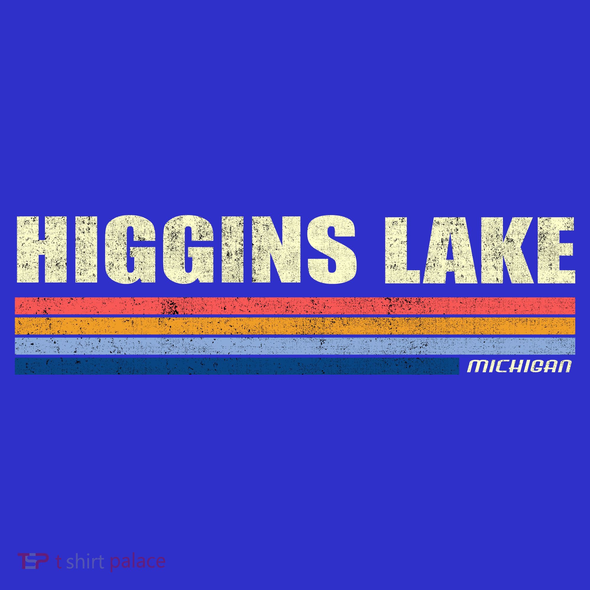 Higgins Lake Michigan Retro Style 1980's Logo Polo