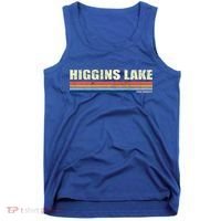 Higgins Lake Michigan Retro Style 1980's Logo Tank Top thumb 0