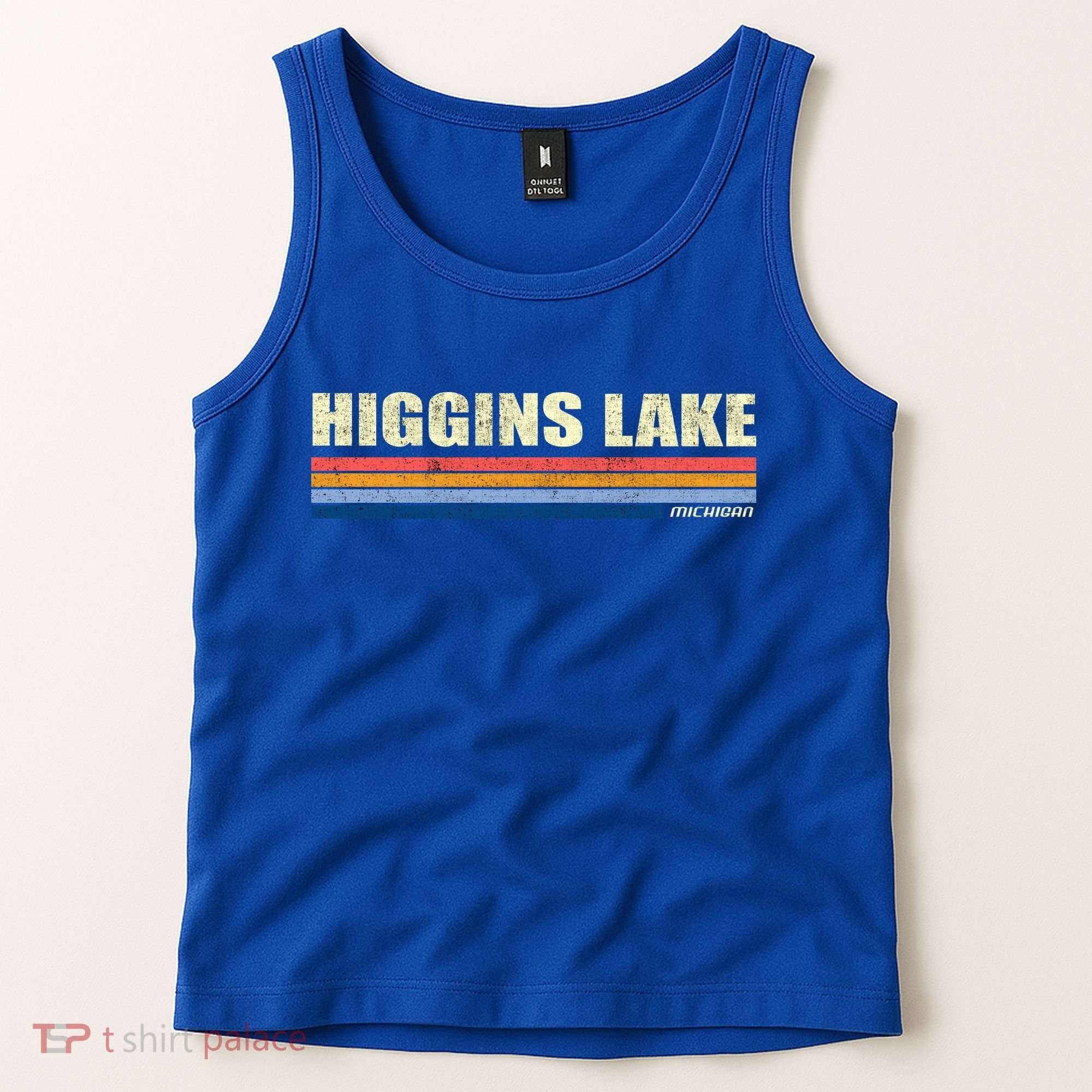 Higgins Lake Michigan Retro Style 1980's Logo Tank Top