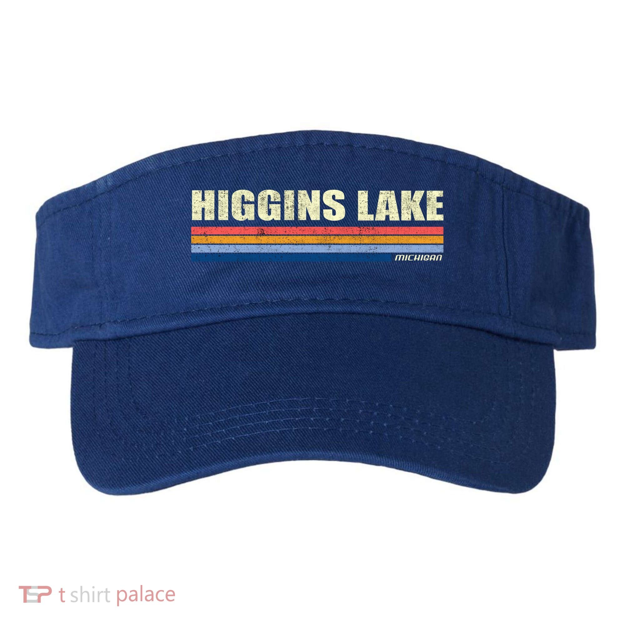 Higgins Lake Michigan Retro Style 1980's Logo Visor