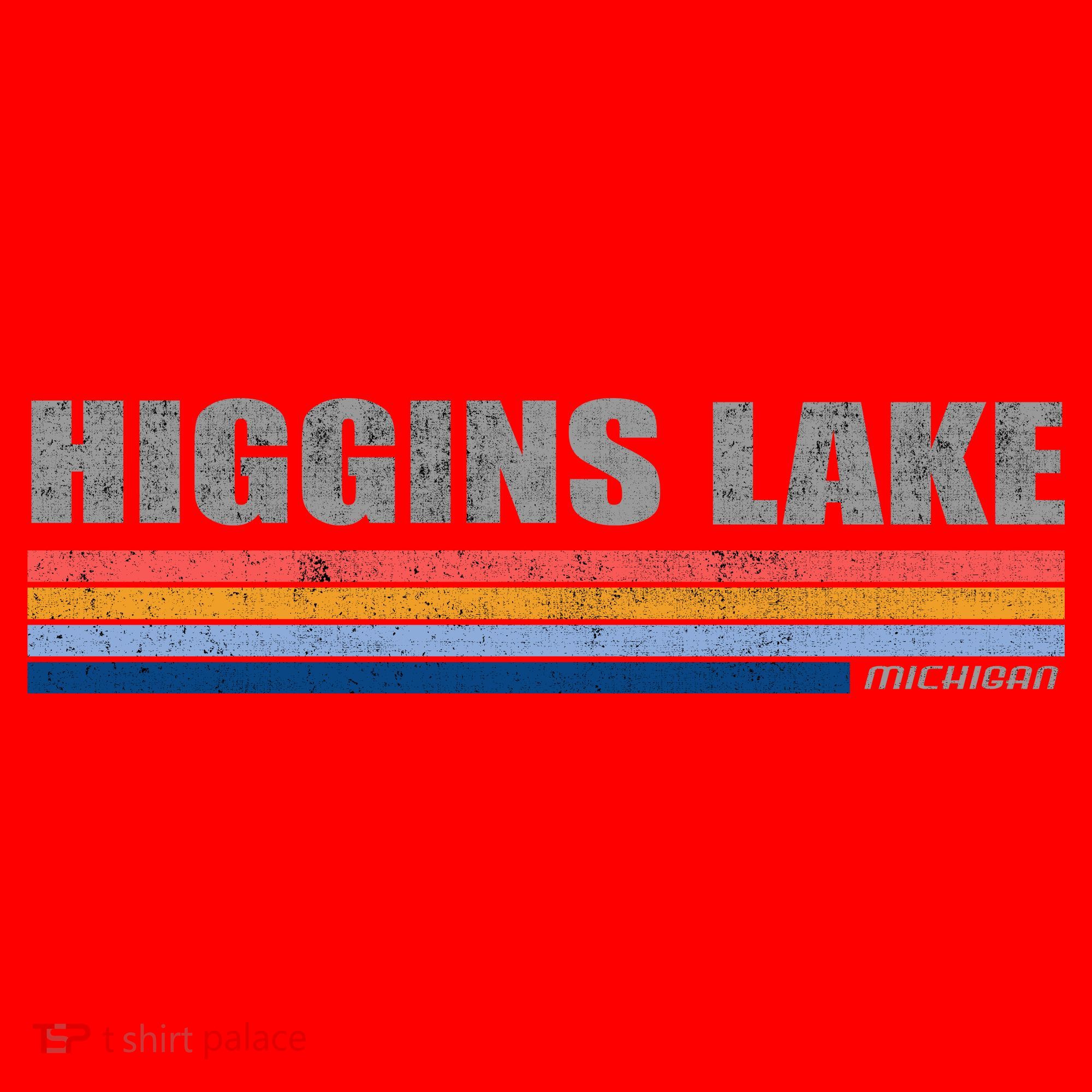 Higgins Lake Michigan Retro Style 1980's Logo Santa Hat