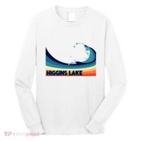 Higgins Lake Michigan Retro Boating Sailing & Fishing Long Sleeve Shirt thumb 0
