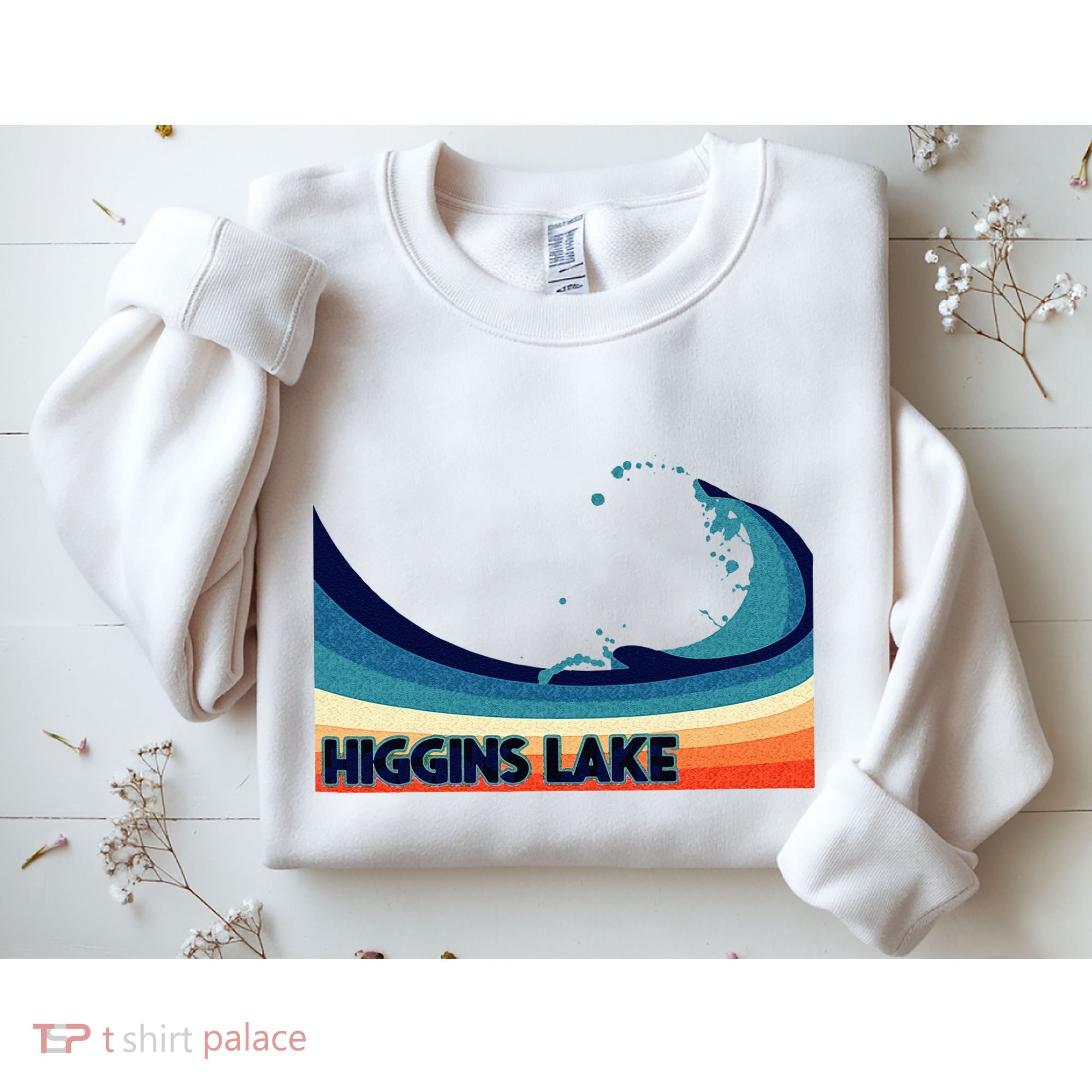 Higgins Lake Michigan Retro Boating Sailing & Fishing Sweatshirt
