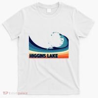 Higgins Lake Michigan Retro Boating Sailing & Fishing T-Shirt thumb 0