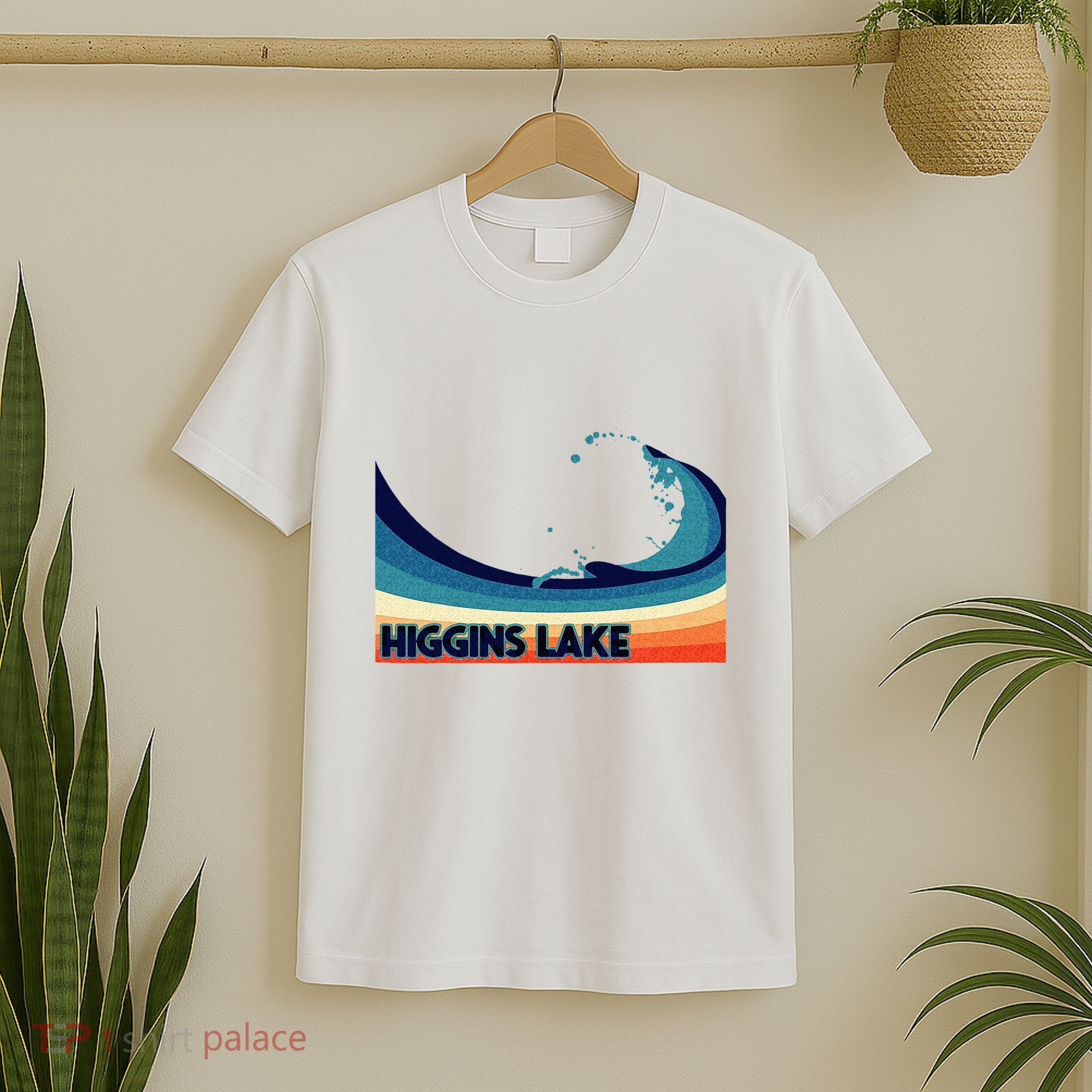 Higgins Lake Michigan Retro Boating Sailing & Fishing T-Shirt