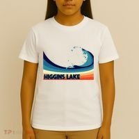 Higgins Lake Michigan Retro Boating Sailing & Fishing T-Shirt thumb 4